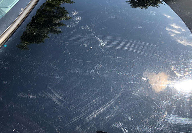 5 hood scratches before