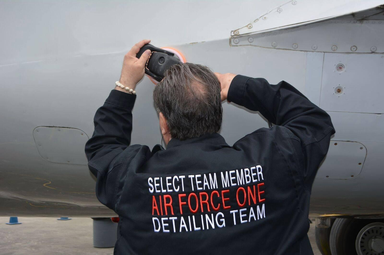 Harry polishing Air Force One